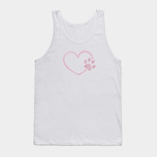 Pink heart with paw print. Happy Valentine's day design Tank Top